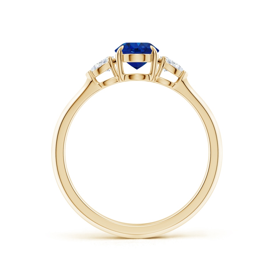 7x5mm AAA Oval Blue Sapphire and Pear Diamond Three Stone Engagement Ring in Yellow Gold side 199