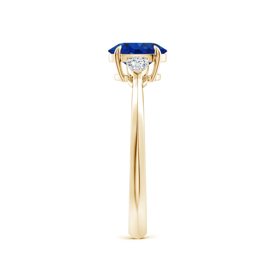 7x5mm AAA Oval Blue Sapphire and Pear Diamond Three Stone Engagement Ring in Yellow Gold side 299