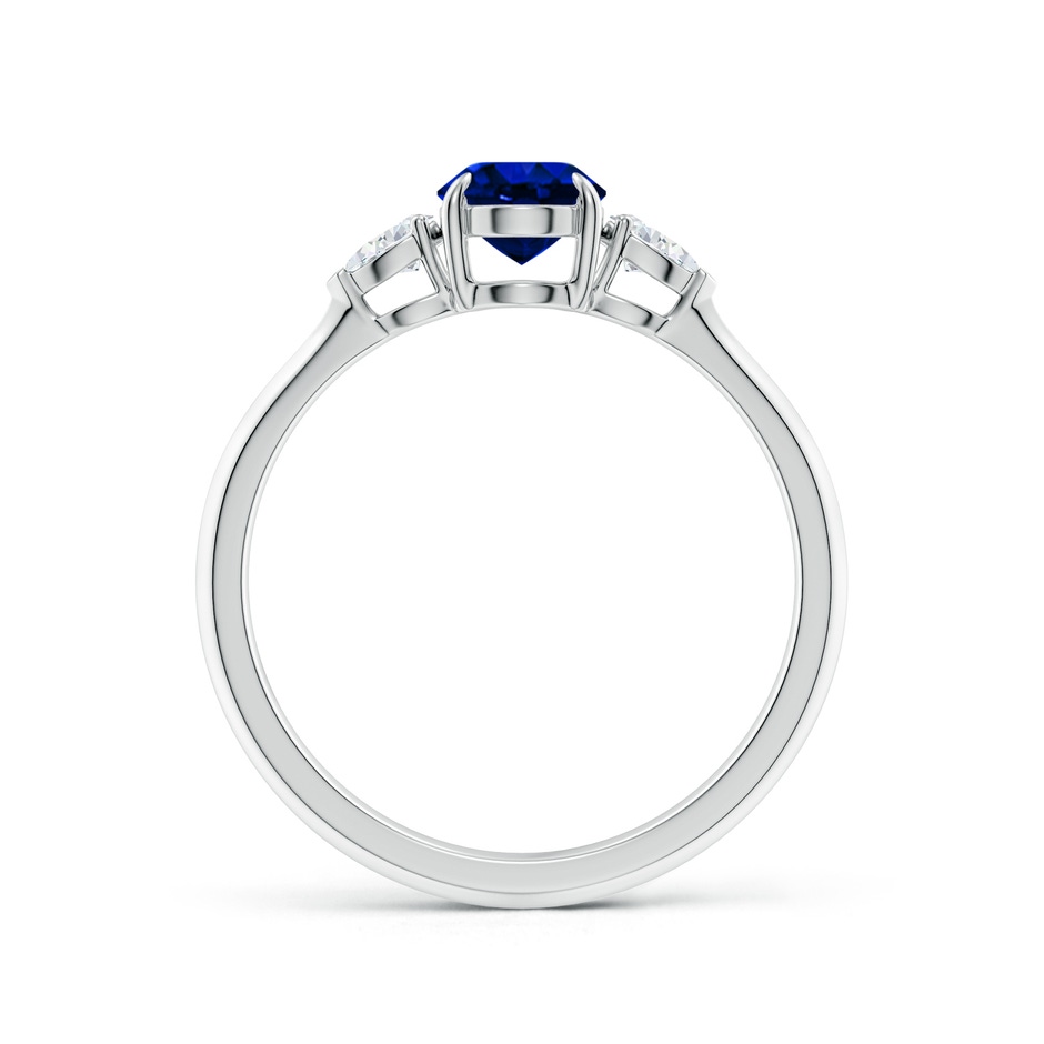 7x5mm AAAA Oval Blue Sapphire and Pear Diamond Three Stone Engagement Ring in 18K White Gold side 199
