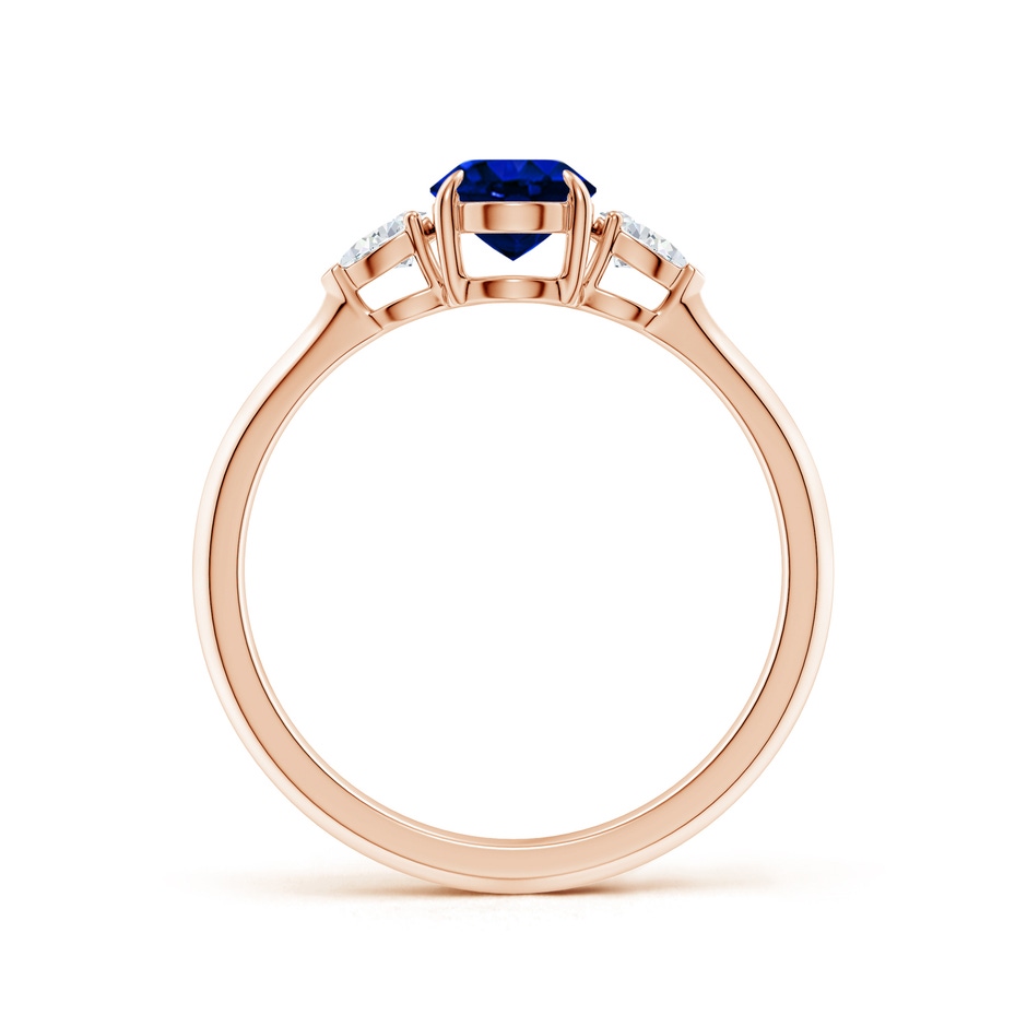 7x5mm Lab-Grown Oval Blue Sapphire and Pear Diamond Three Stone Engagement Ring in Rose Gold side 199