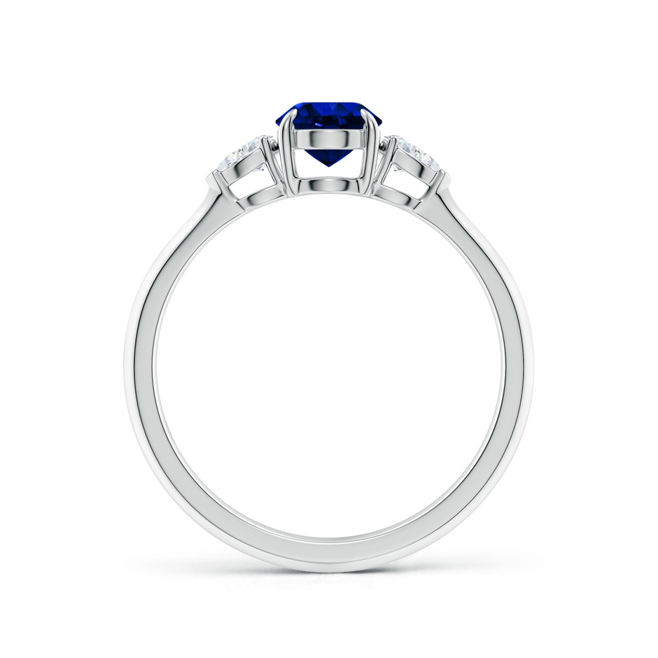 7x5mm AAAA Oval Blue Sapphire and Pear Diamond Three Stone Engagement Ring in White Gold side 199