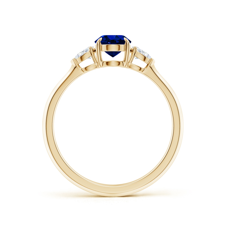 7x5mm Lab-Grown Oval Blue Sapphire and Pear Diamond Three Stone Engagement Ring in Yellow Gold side 199