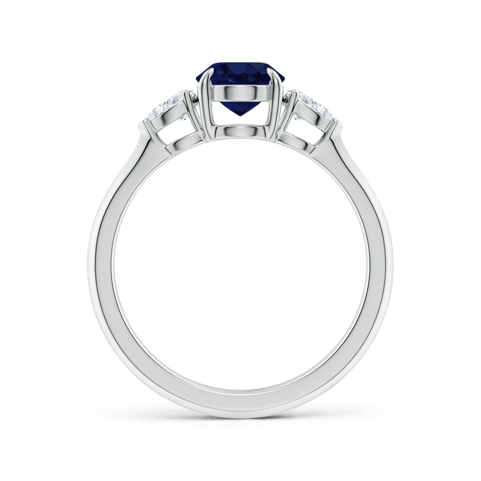 8x6mm A Oval Blue Sapphire and Pear Diamond Three Stone Engagement Ring in White Gold side 199