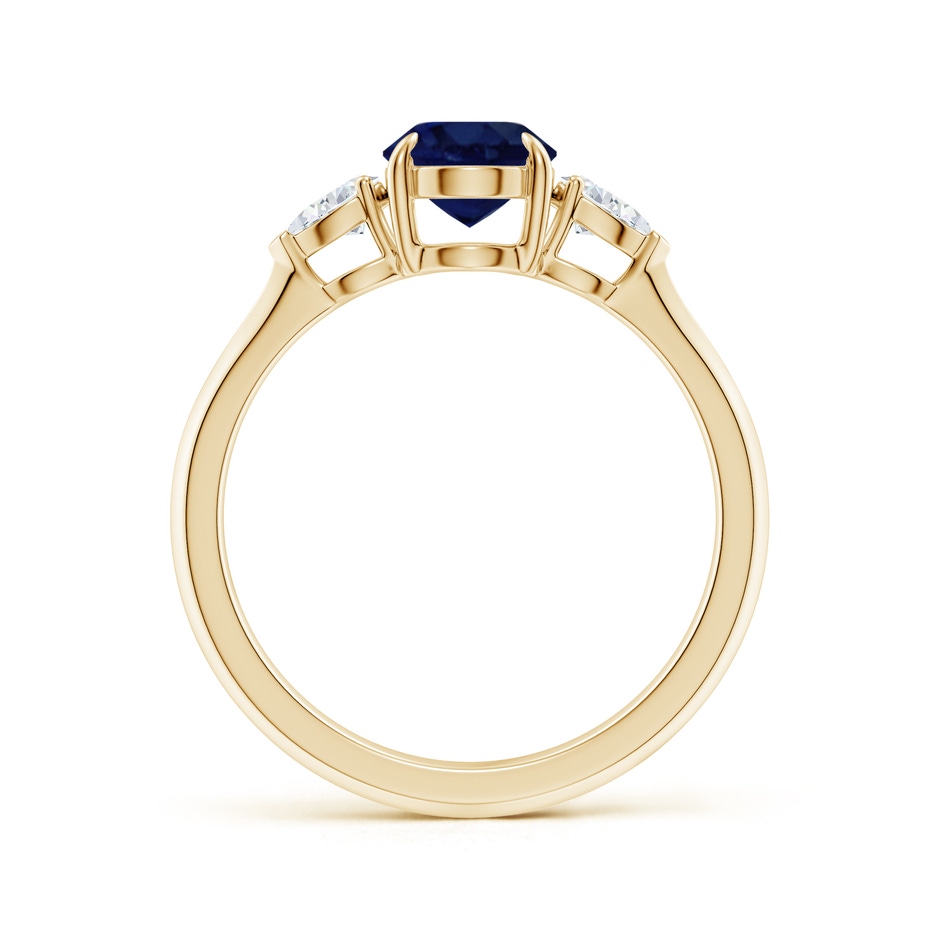 8x6mm A Oval Blue Sapphire and Pear Diamond Three Stone Engagement Ring in Yellow Gold side 199