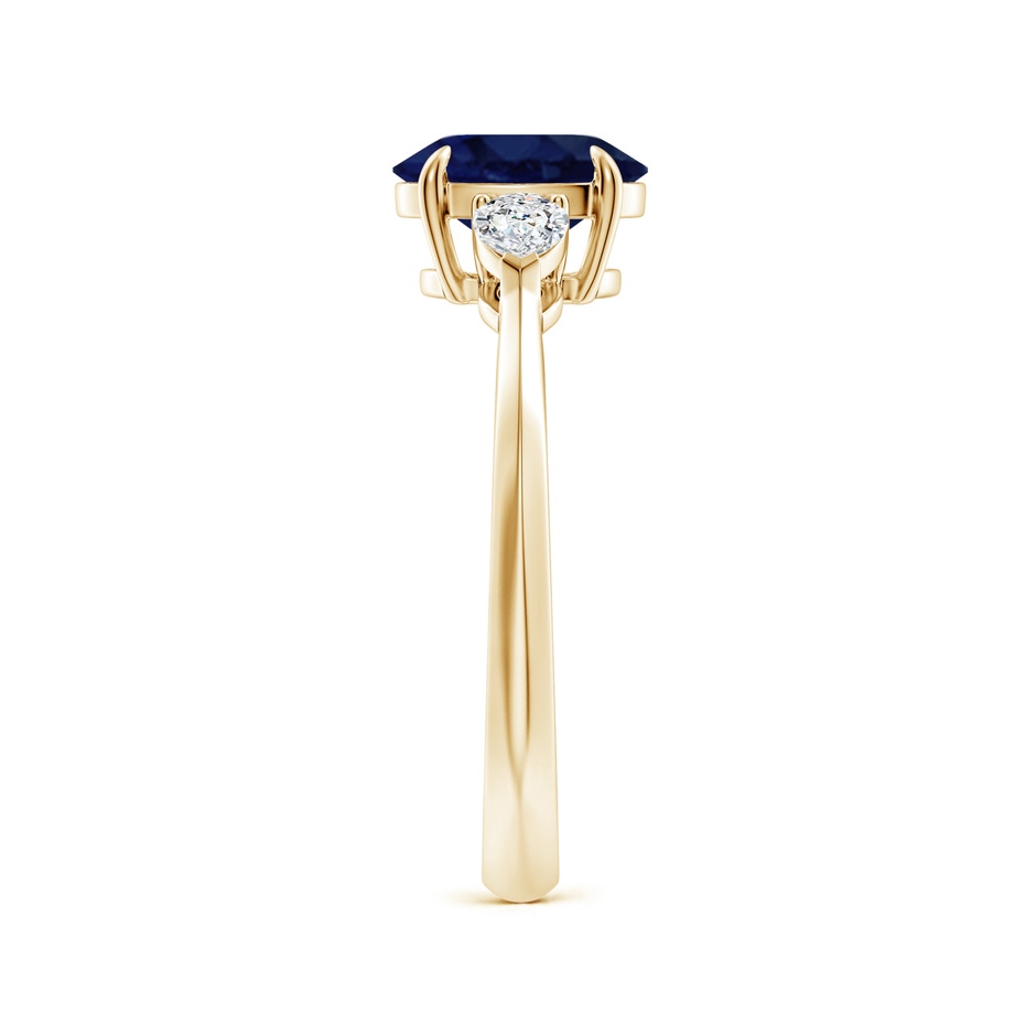 8x6mm A Oval Blue Sapphire and Pear Diamond Three Stone Engagement Ring in Yellow Gold side 299