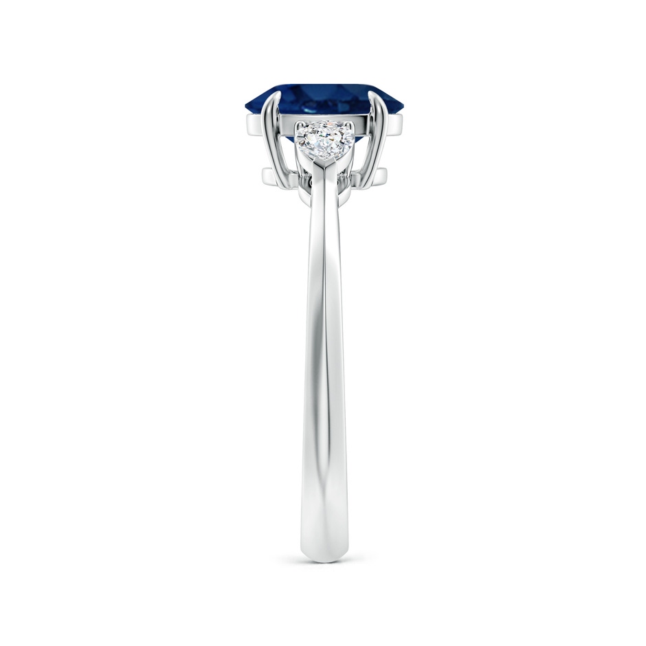8x6mm AA Oval Blue Sapphire and Pear Diamond Three Stone Engagement Ring in P950 Platinum side 299