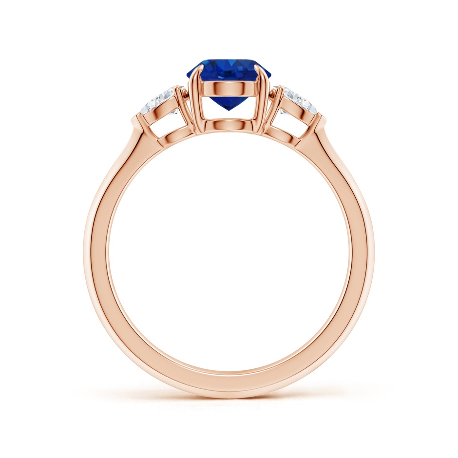 8x6mm AAA Oval Blue Sapphire and Pear Diamond Three Stone Engagement Ring in Rose Gold side 199