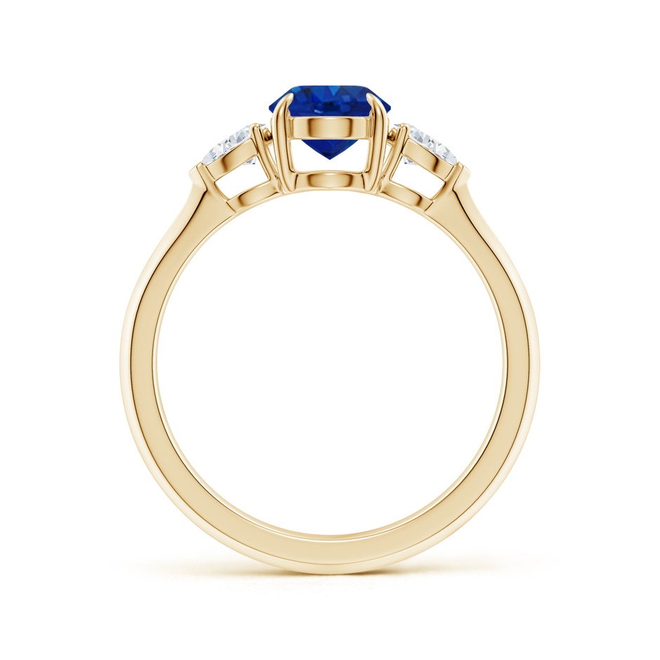 8x6mm AAA Oval Blue Sapphire and Pear Diamond Three Stone Engagement Ring in Yellow Gold side 199