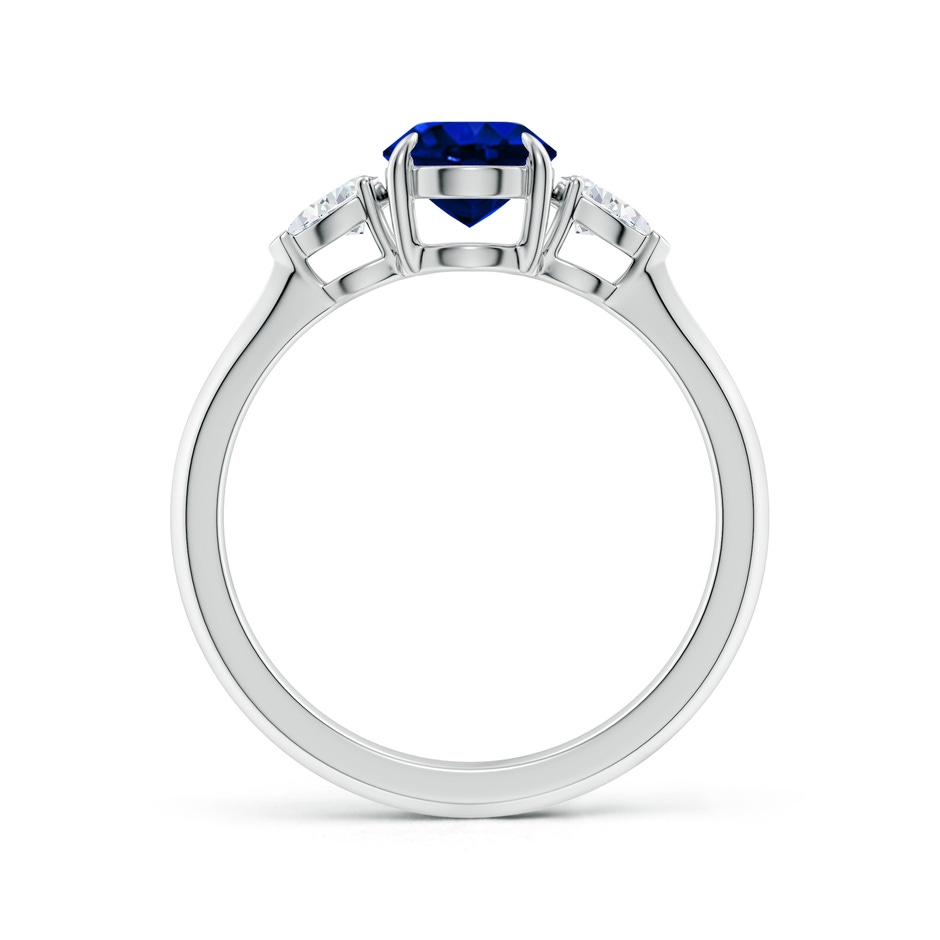 8x6mm AAAA Oval Blue Sapphire and Pear Diamond Three Stone Engagement Ring in P950 Platinum side 199
