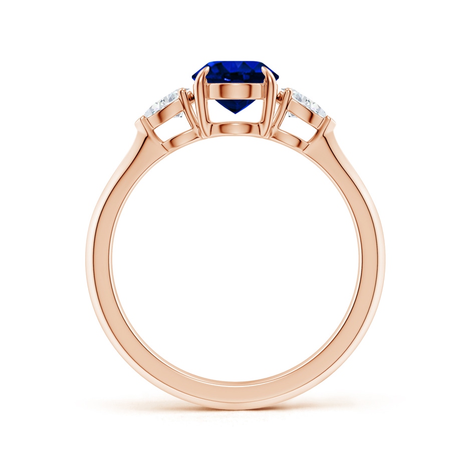 8x6mm AAAA Oval Blue Sapphire and Pear Diamond Three Stone Engagement Ring in Rose Gold side 199