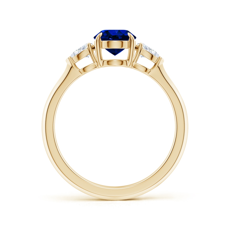 8x6mm AAAA Oval Blue Sapphire and Pear Diamond Three Stone Engagement Ring in Yellow Gold side 199