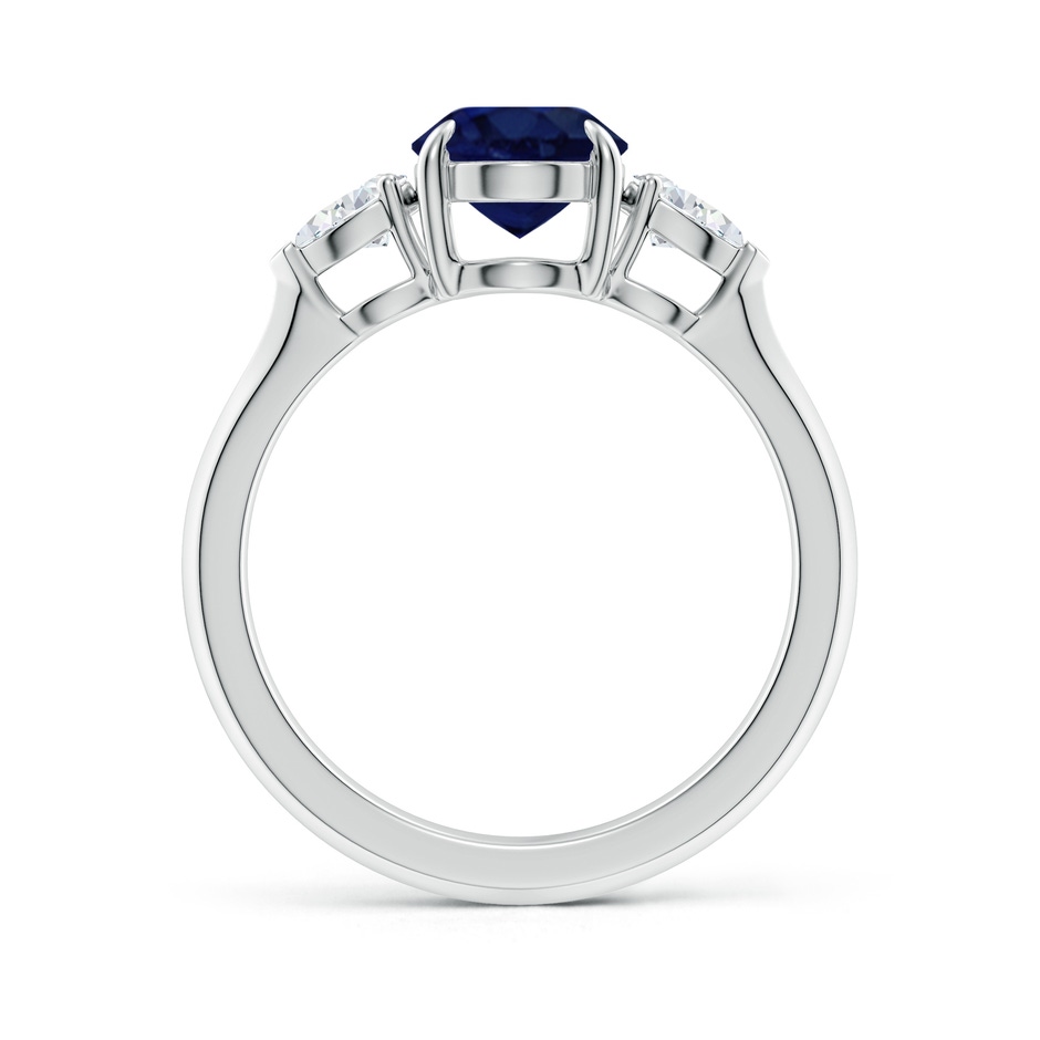 9x7mm A Oval Blue Sapphire and Pear Diamond Three Stone Engagement Ring in 9K White Gold side 199