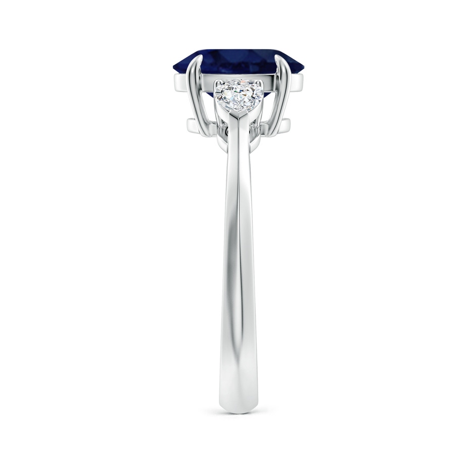 9x7mm A Oval Blue Sapphire and Pear Diamond Three Stone Engagement Ring in 9K White Gold side 299