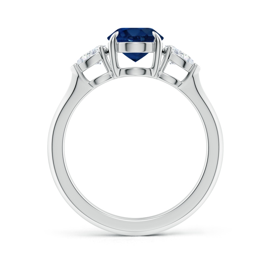 9x7mm AA Oval Blue Sapphire and Pear Diamond Three Stone Engagement Ring in P950 Platinum side 199