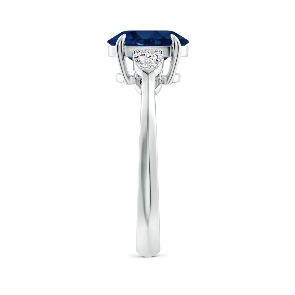 9x7mm AA Oval Blue Sapphire and Pear Diamond Three Stone Engagement Ring in P950 Platinum side 299