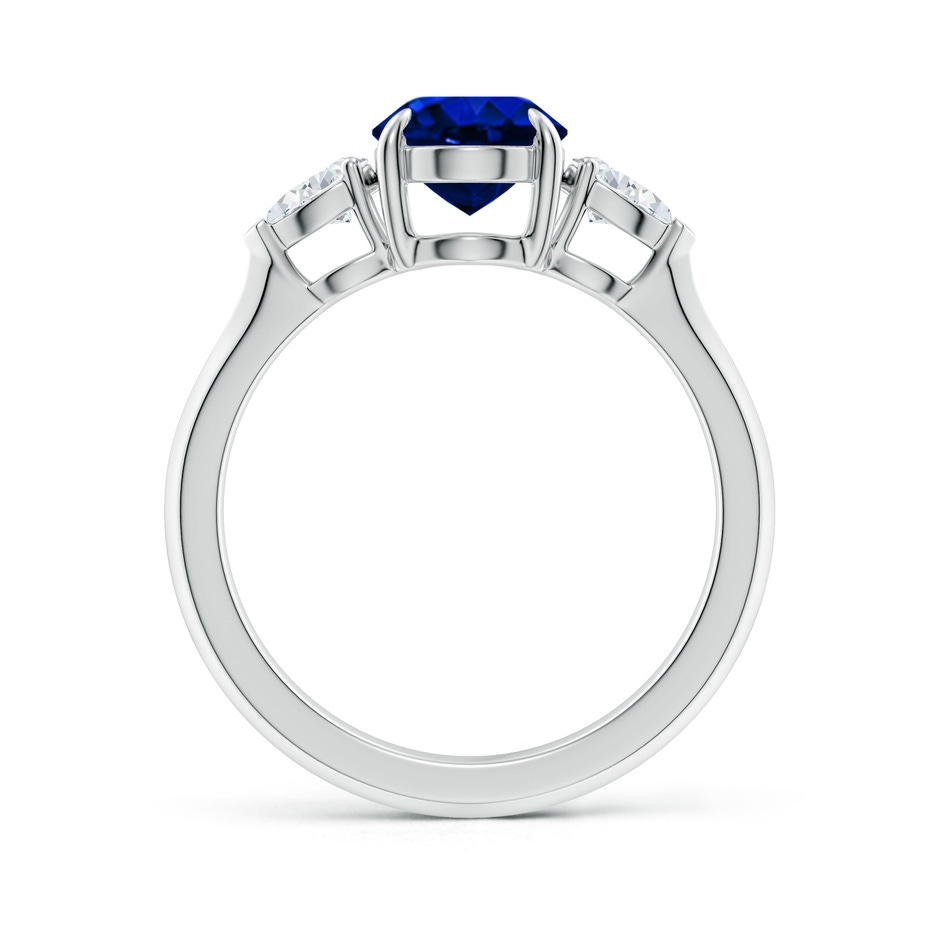 9x7mm Lab-Grown Oval Blue Sapphire and Pear Diamond Three Stone Engagement Ring in 18K White Gold side 199