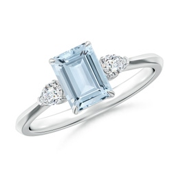 Three Stone Aquamarine Three Stone Engagement Rings