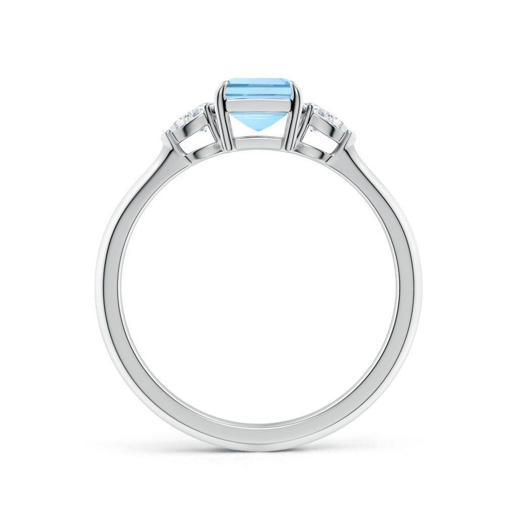 7x5mm AAAA Emerald-Cut Aquamarine and Pear Diamond Three Stone Engagement Ring in S999 Silver - side 199