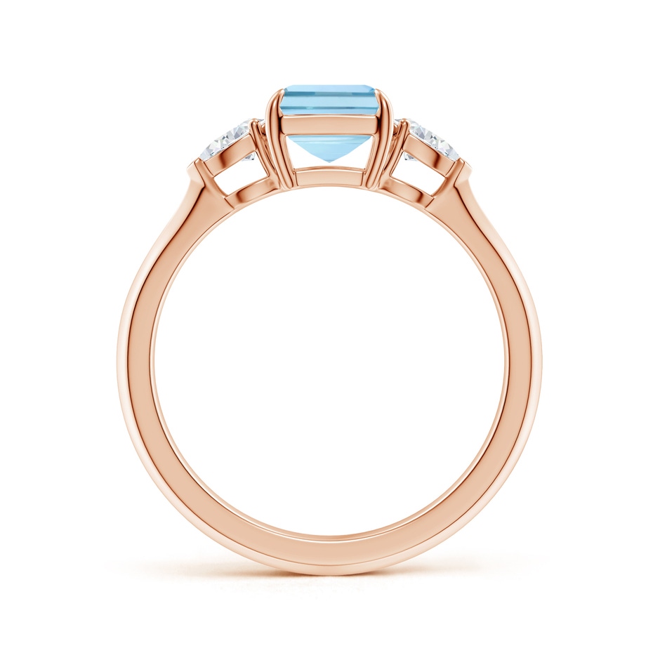 8x6mm AAA Emerald-Cut Aquamarine and Pear Diamond Three Stone Engagement Ring in Rose Gold side 199