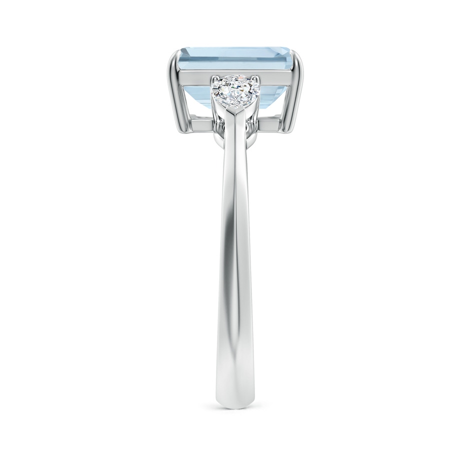 9x7mm A Emerald-Cut Aquamarine and Pear Diamond Three Stone Engagement Ring in P950 Platinum side 299