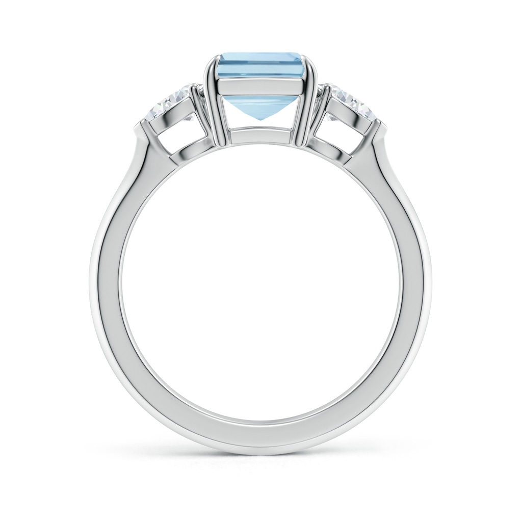 9x7mm AA Emerald-Cut Aquamarine and Pear Diamond Three Stone Engagement Ring in White Gold Side 199