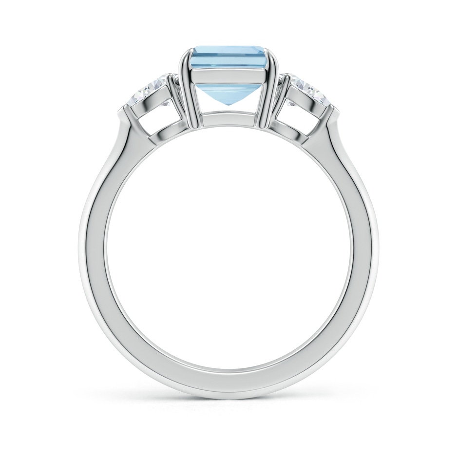9x7mm AA Emerald-Cut Aquamarine and Pear Diamond Three Stone Engagement Ring in White Gold side 199
