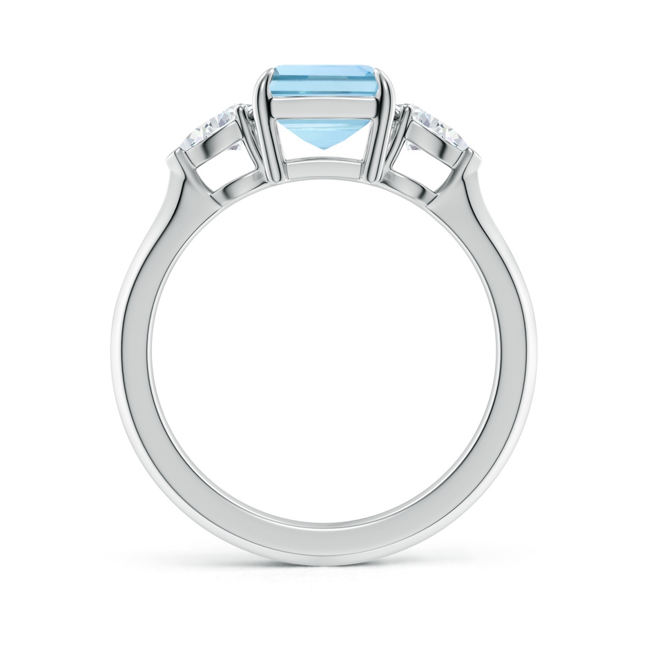 9x7mm AAA Emerald-Cut Aquamarine and Pear Diamond Three Stone Engagement Ring in White Gold side 199