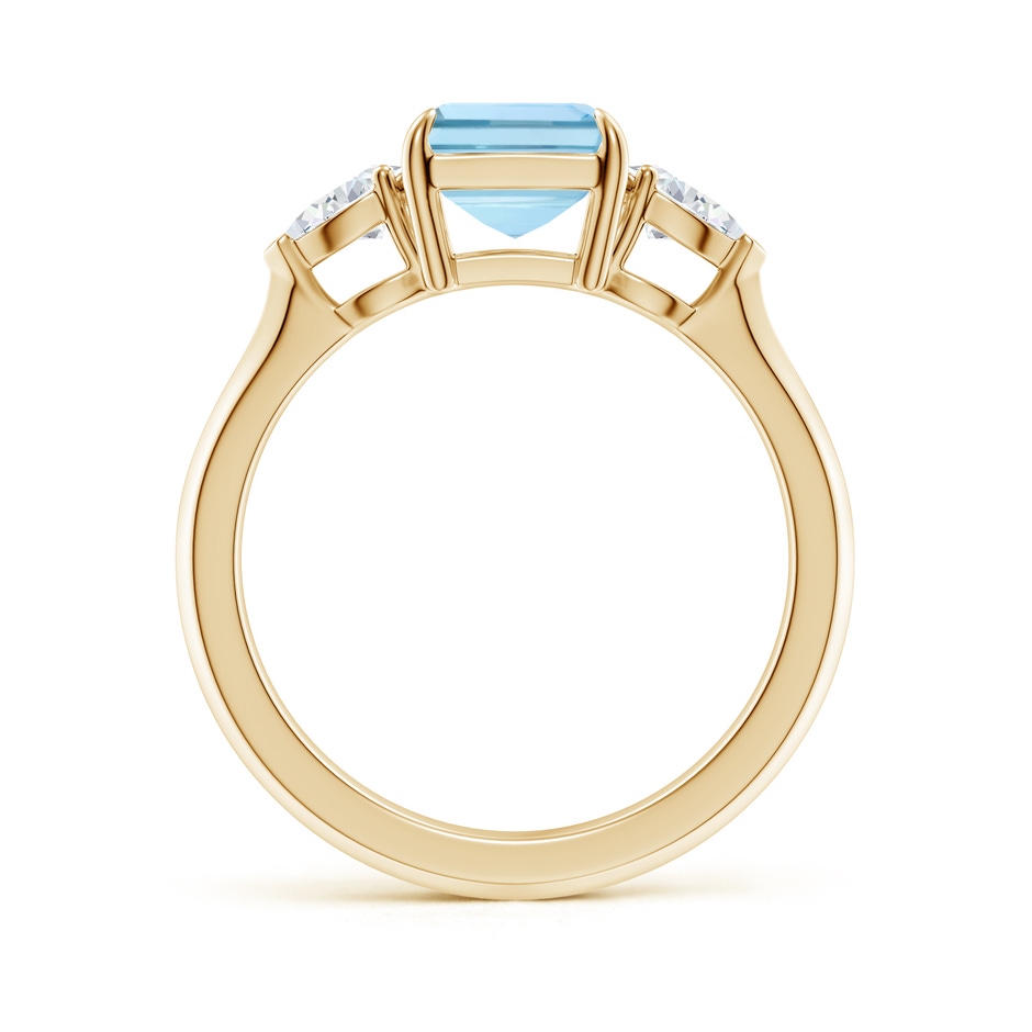 9x7mm AAA Emerald-Cut Aquamarine and Pear Diamond Three Stone Engagement Ring in Yellow Gold side 199
