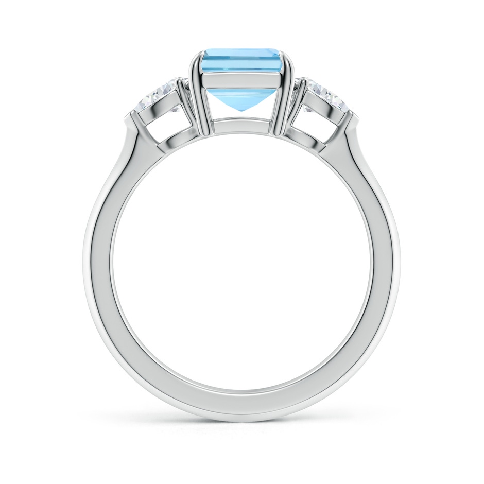 9x7mm AAAA Emerald-Cut Aquamarine and Pear Diamond Three Stone Engagement Ring in P950 Platinum side 199