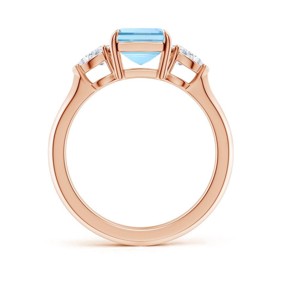 9x7mm AAAA Emerald-Cut Aquamarine and Pear Diamond Three Stone Engagement Ring in Rose Gold side 199