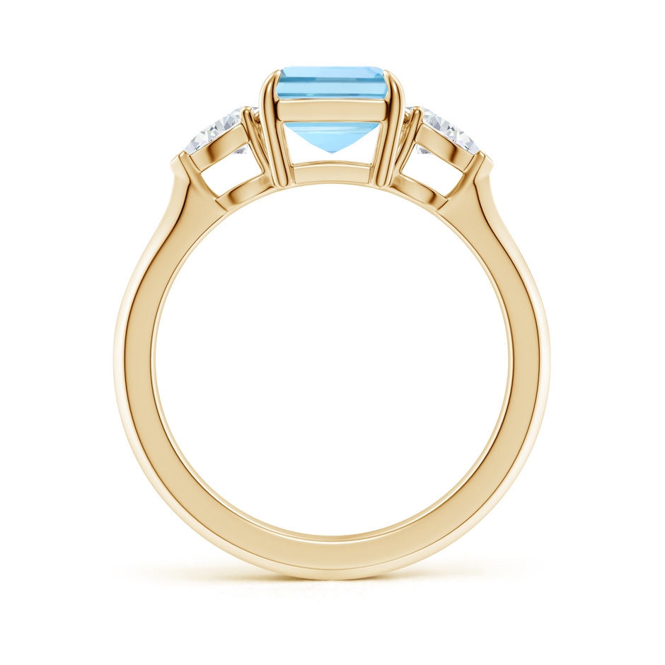 9x7mm AAAA Emerald-Cut Aquamarine and Pear Diamond Three Stone Engagement Ring in Yellow Gold side 199