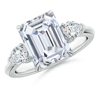 10x7.5mm GVS2 Emerald-Cut Diamond and Pear Diamond Three Stone Engagement Ring in P950 Platinum