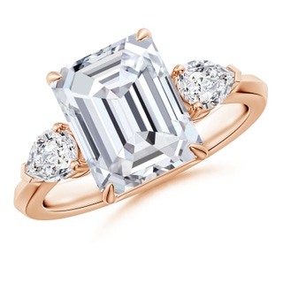 10x7.5mm HSI2 Emerald-Cut Diamond and Pear Diamond Three Stone Engagement Ring in 10K Rose Gold