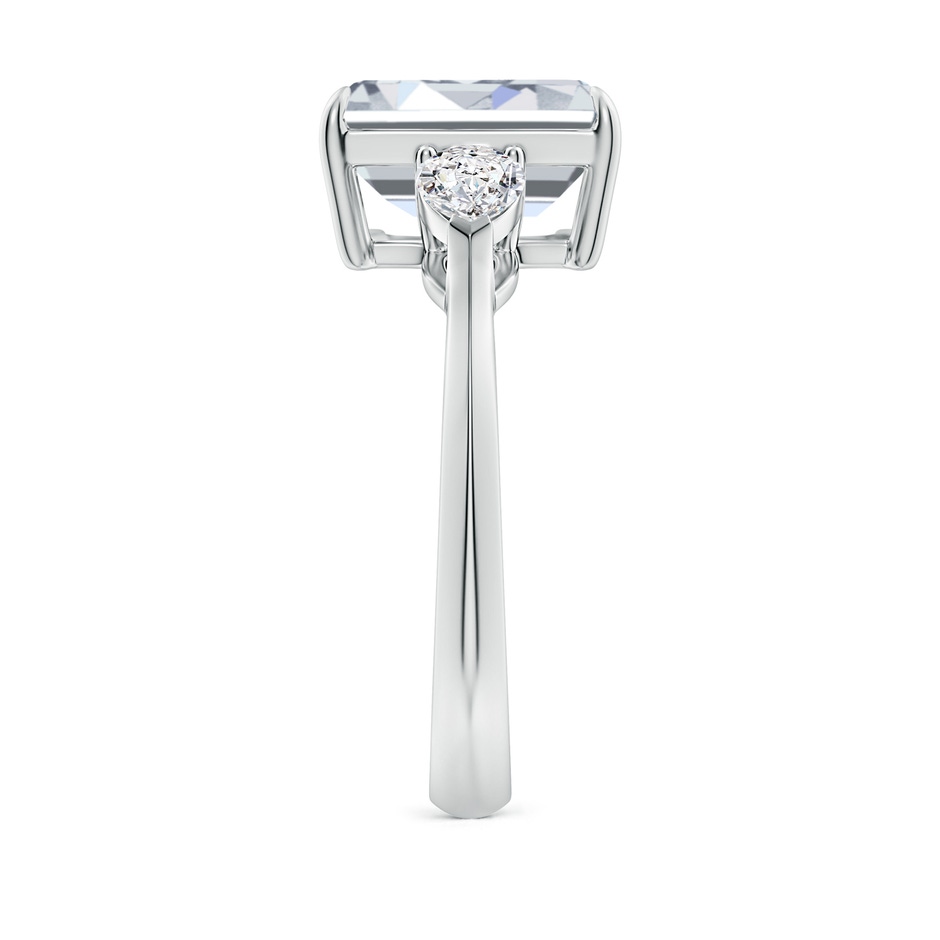 10x7.5mm HSI2 Emerald-Cut Diamond and Pear Diamond Three Stone Engagement Ring in P950 Platinum side 299
