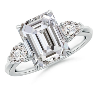 10x7.5mm IJI1I2 Emerald-Cut Diamond and Pear Diamond Three Stone Engagement Ring in P950 Platinum