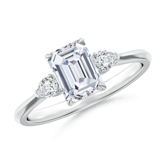 7x5mm GVS2 Emerald-Cut Diamond and Pear Diamond Three Stone Engagement Ring in P950 Platinum