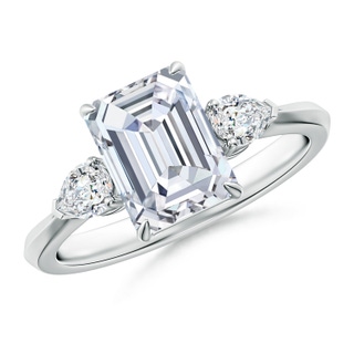 8.5x6.5mm GVS2 Emerald-Cut Diamond and Pear Diamond Three Stone Engagement Ring in P950 Platinum