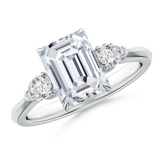 8.5x6.5mm HSI2 Emerald-Cut Diamond and Pear Diamond Three Stone Engagement Ring in P950 Platinum