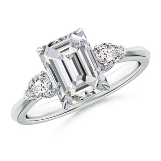 8.5x6.5mm IJI1I2 Emerald-Cut Diamond and Pear Diamond Three Stone Engagement Ring in P950 Platinum