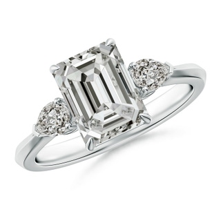 8.5x6.5mm KI3 Emerald-Cut Diamond and Pear Diamond Three Stone Engagement Ring in P950 Platinum