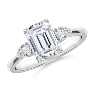 8x6mm HSI2 Emerald-Cut Diamond and Pear Diamond Three Stone Engagement Ring in P950 Platinum