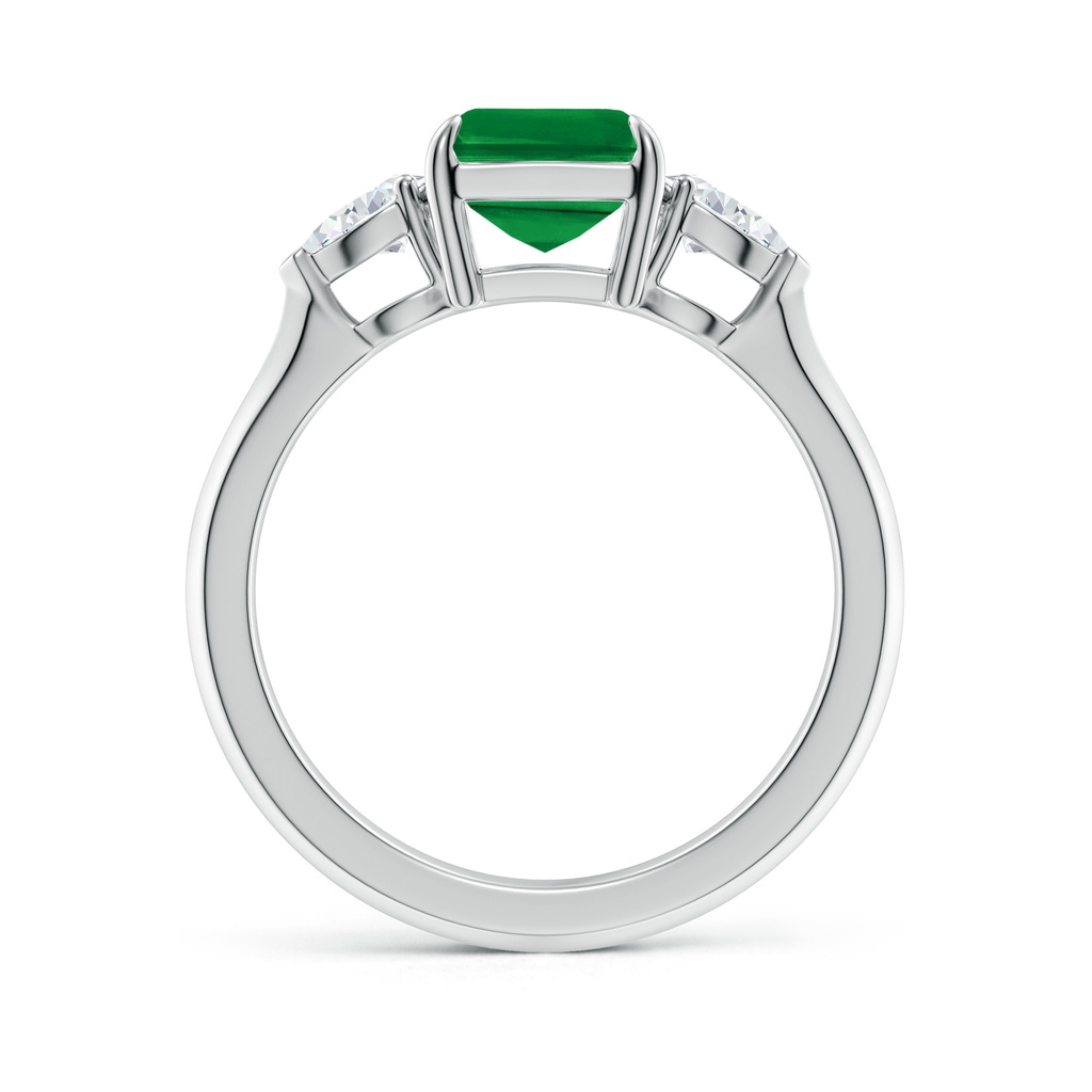 9x7mm AAA Emerald-Cut Emerald and Pear Diamond Three Stone Engagement Ring in White Gold Side 199
