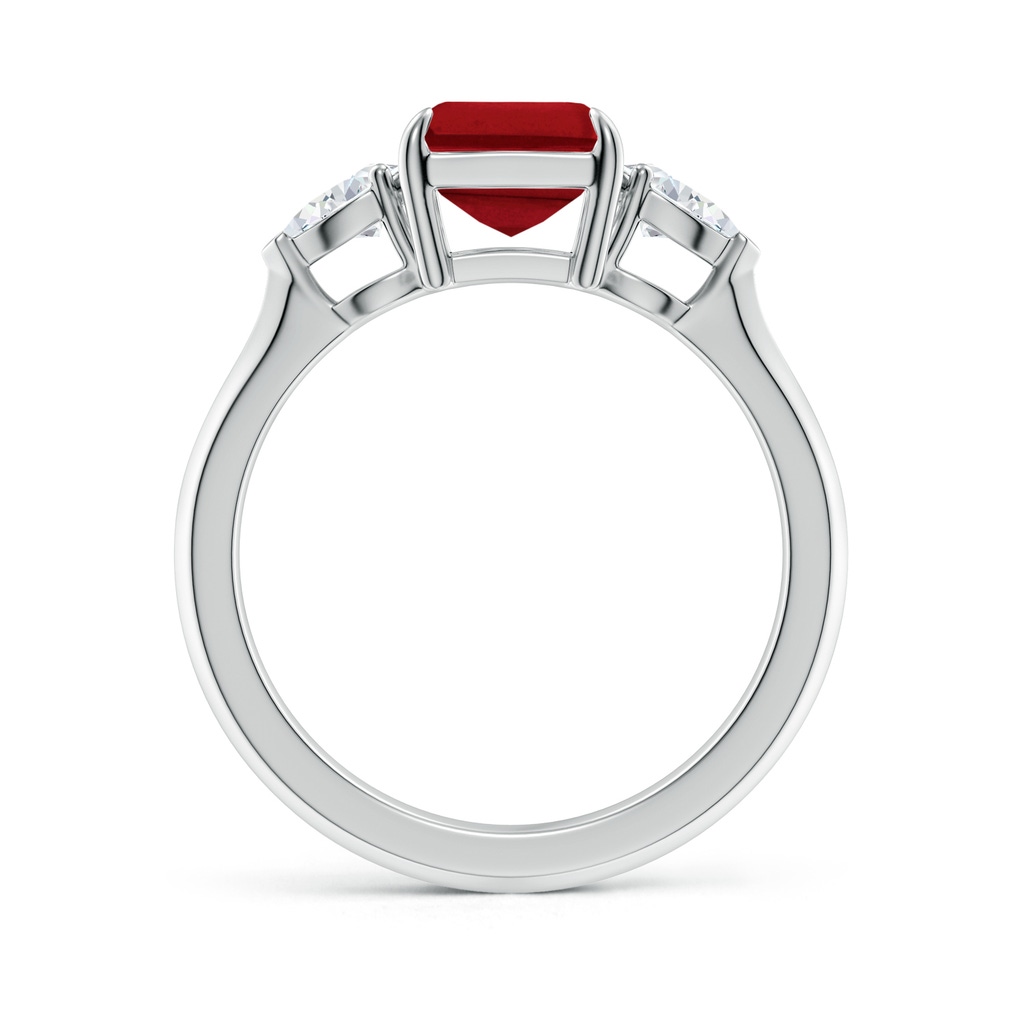 9x7mm AAA Emerald-Cut Ruby and Pear Diamond Three Stone Engagement Ring in White Gold Side 199