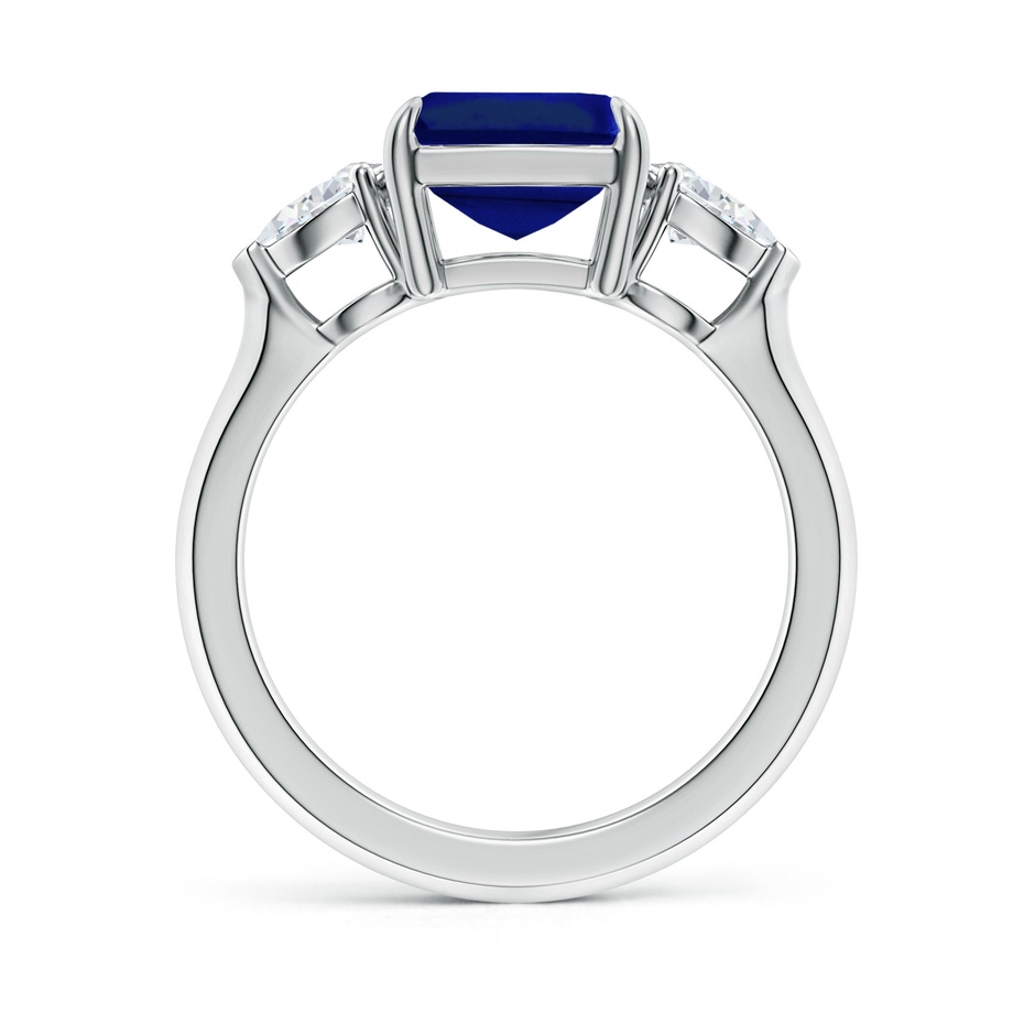 10x8mm Lab-Grown Emerald-Cut Blue Sapphire and Pear Diamond Three Stone Engagement Ring in 18K White Gold side 199