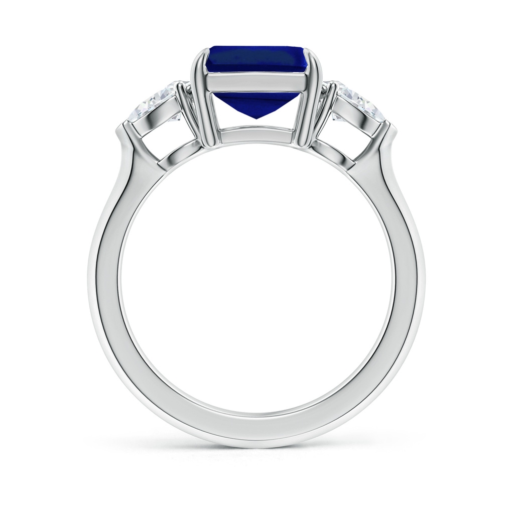 10x8mm Lab-Grown Emerald-Cut Blue Sapphire and Pear Diamond Three Stone Engagement Ring in P950 Platinum - side 199