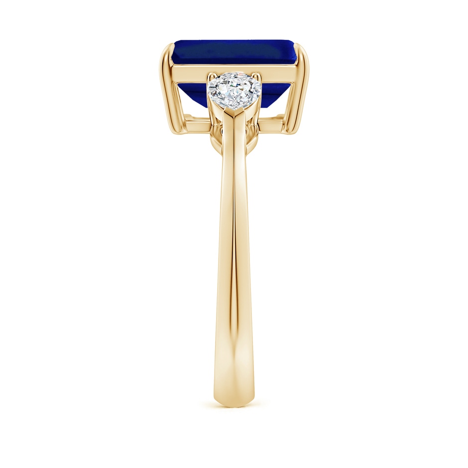 10x8mm Lab-Grown Emerald-Cut Blue Sapphire and Pear Diamond Three Stone Engagement Ring in Yellow Gold side 299