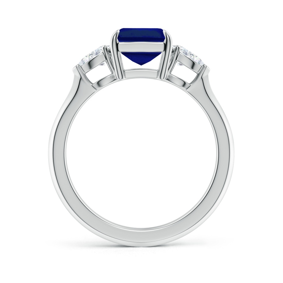 9x7mm Lab-Grown Emerald-Cut Blue Sapphire and Pear Diamond Three Stone Engagement Ring in 18K White Gold side 199