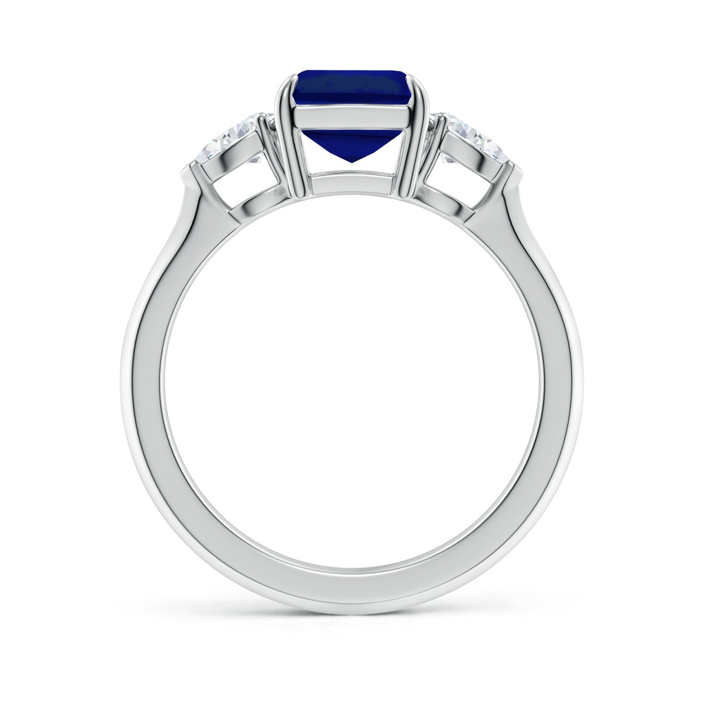 9x7mm Lab-Grown Emerald-Cut Blue Sapphire and Pear Diamond Three Stone Engagement Ring in White Gold - side 199