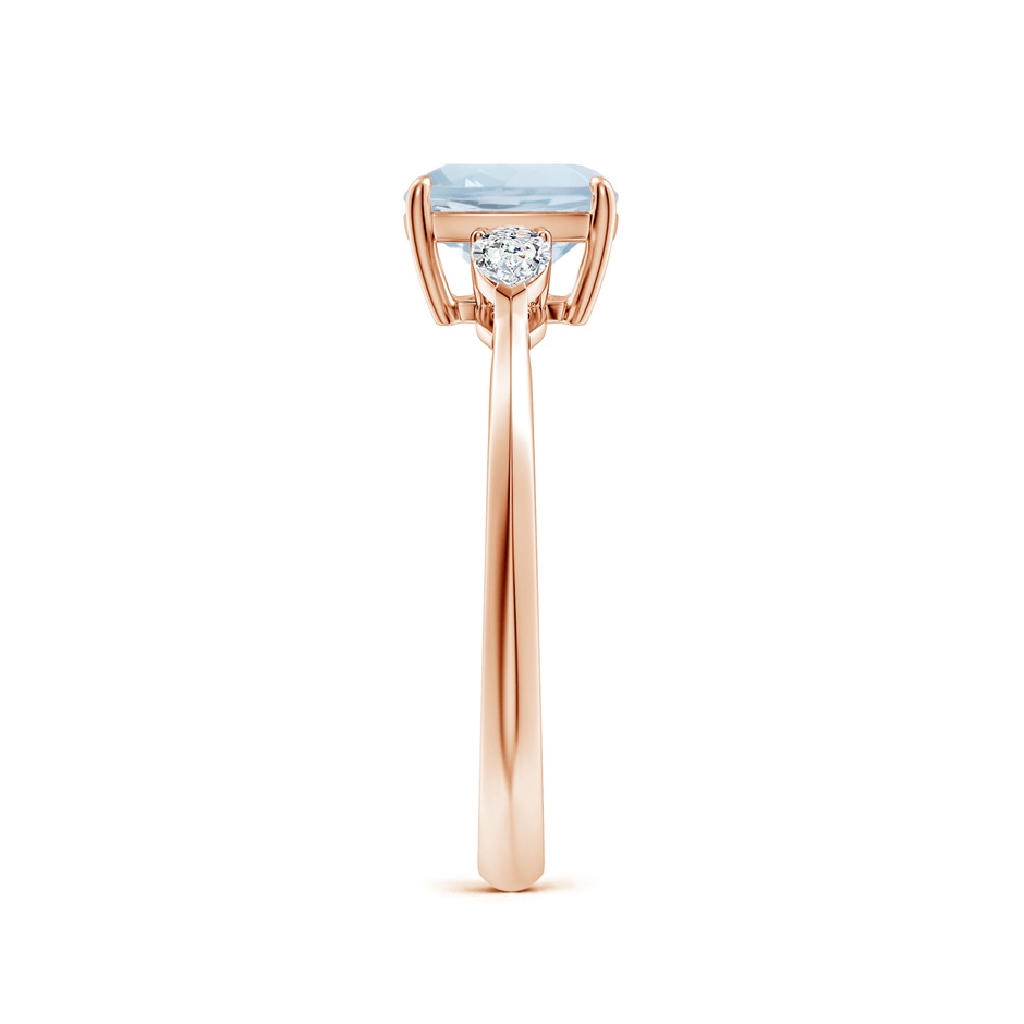 7mm A Cushion Aquamarine and Pear Diamond Three Stone Engagement Ring in Rose Gold side 299