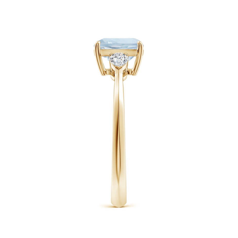 7mm A Cushion Aquamarine and Pear Diamond Three Stone Engagement Ring in Yellow Gold side 299